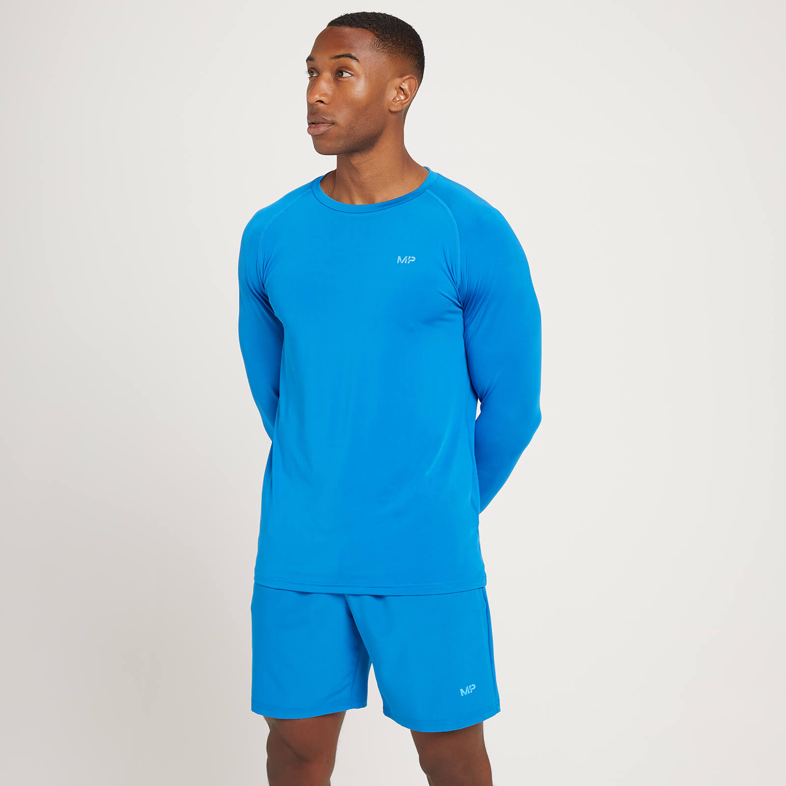 T-shirt d’entraînement à manches longues MP Linear Mark Graphic pour hommes – Bleu pur - M