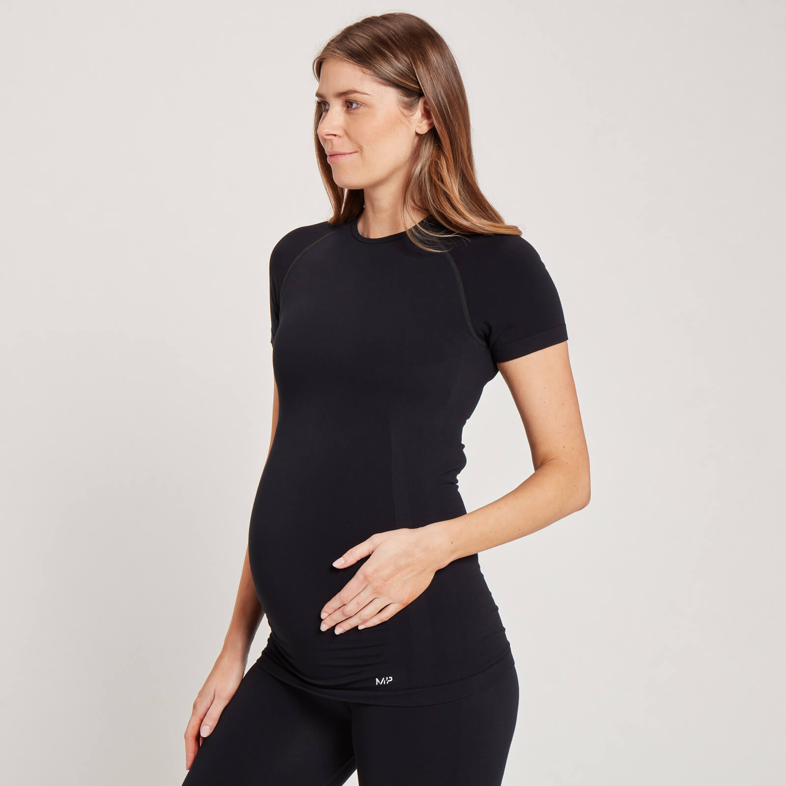 T-shirt de maternité sans coutures à manches courtes MP pour femmes – Noir - XL