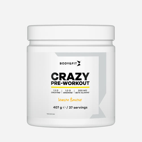 Crazy Pre-Workout | Body&Fit | Sensation citron | 407 grammes (37 doses)